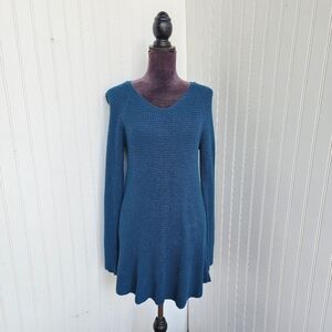 Style & Co. Womens Knit Sweater Dress Twal Turquoise V-Neck Long Sleeve Sz S